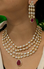 Actress Inspired CZ Layered Necklace Set, Indian AD Necklace, Bollywdood Actress AD Jewellery Set, Pakistani CZ Necklace, Pakistani AD Earrings Set