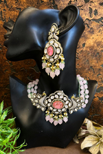 Indian Peacock Polki Meenakari Choker Jewelry Set, Meenakari Polki Choker Earrings Set, Polki Necklace Earrings Set, Polki Peacock Necklace Set