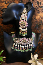 Exquisite Regal Antique Polki Choker Earrings Set, Heritage Bridal Polki Jewelry, Indian Wedding Polki Necklace Earrings, Pakistani Polki Necklace