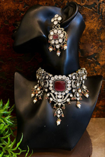 Ornate Emerald Bridal Choker Earrings Jewelry Set, Bridal Emerald Polki Choker Set, Polki Necklace, Polki Jewelry Set, Polki Necklace Set, Pakistani Polki Jewelry, Bollywood Polki Necklace