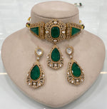 Sparkling Luxurious Polki Choker Drops Earrings Set, Polki Necklace Earrings, Indian Bridal Jewelry, Polki Statement Wedding Set, Polki Bridal Necklace Set, Polki Jewelry Set, Polki Choker Set, Polki Earrings Set