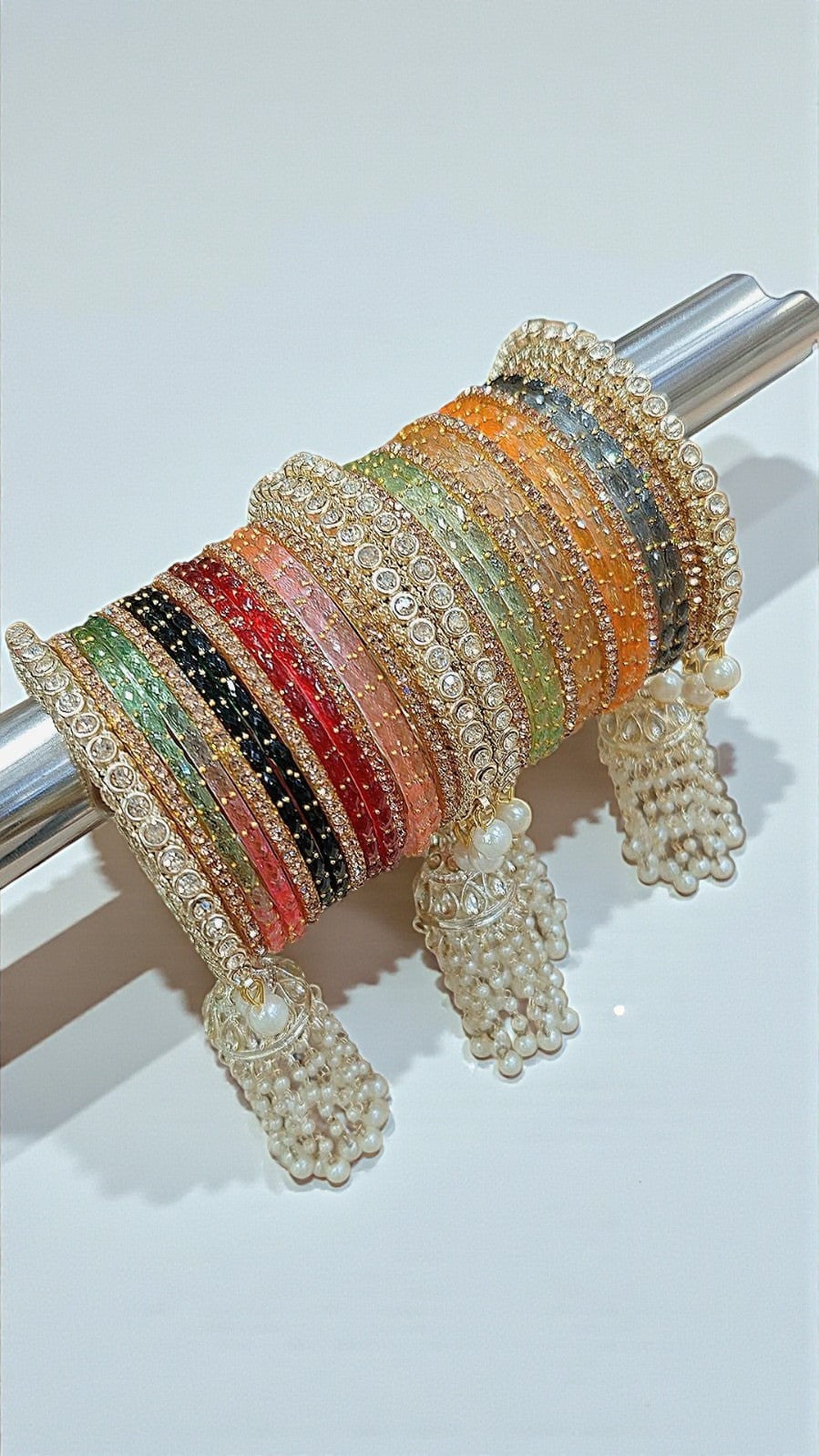 Multi Jhumri Glass Bangles Set with Kalira Jhumar | Bridal Bangle Set | Indian Bangles Set | Indian Jewellery