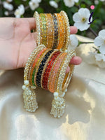 Multi Jhumri Glass Bangles Set with Kalira Jhumar | Bridal Bangle Set | Indian Bangles Set | Indian Jewellery
