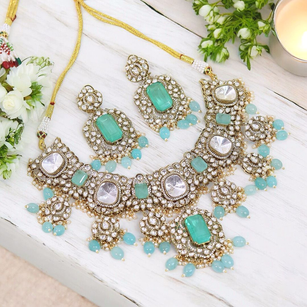 Pastel Delights Polki Choker Earrings Set, Polki Choker Set, Polki Bridal Jewelry, Polki Wedding Necklace Set, Polki Indian Choker, Polki Pakistani Earrings Set, Bollywood Polki Jewellery Set