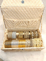 Golden Combo Box Bangles Set | Golden Side Stone Indian Bridal Jewellery | Wedding Bangle Collection