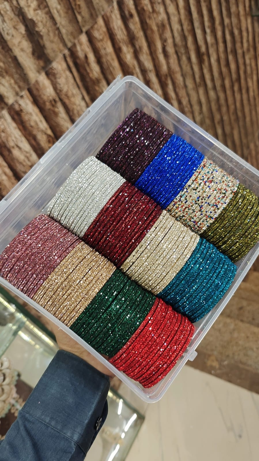 Glass Stones Bangles – 12 Colour Box | Premium Indian Bangle Bunch Set | Wholesale Jewellery Collection