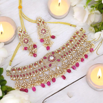 Emerald Elegance Classic Polki Choker Earrings Jewelry Set, Classic Polki Choker, Polki Earrings Set, Polki Necklace Set, Polki Bridal Jewelry