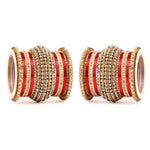 Pink & Gold Bridal Bangles Set for Women Traditional Kundan Stone Studded Wedding Chooda Set of 2 Colored Chakri Shining Bangle Set Festive & Party Wear Jewellery