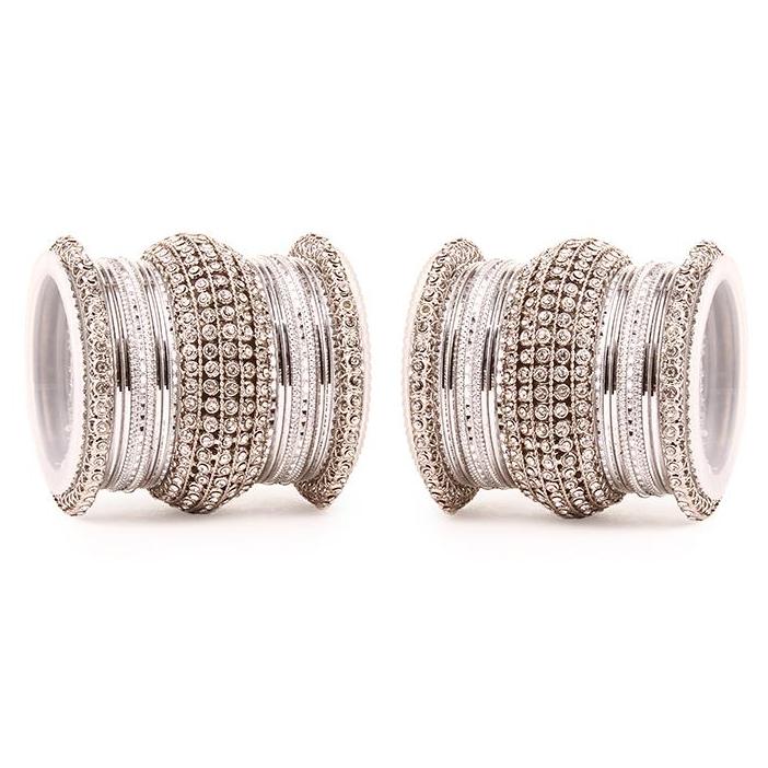Pink & Gold Bridal Bangles Set for Women Traditional Kundan Stone Studded Wedding Chooda Set of 2 Colored Chakri Shining Bangle Set Festive & Party Wear Jewellery