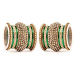 Pink & Gold Bridal Bangles Set for Women Traditional Kundan Stone Studded Wedding Chooda Set of 2 Colored Chakri Shining Bangle Set Festive & Party Wear Jewellery