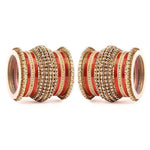 Pink & Gold Bridal Bangles Set for Women Traditional Kundan Stone Studded Wedding Chooda Set of 2 Colored Chakri Shining Bangle Set Festive & Party Wear Jewellery