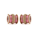 Pink & Gold Bridal Bangles Set for Women Traditional Kundan Stone Studded Wedding Chooda Set of 2 Colored Chakri Shining Bangle Set Festive & Party Wear Jewellery