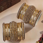 Pink & Gold Bridal Bangles Set for Women Traditional Kundan Stone Studded Wedding Chooda Set of 2 Colored Chakri Shining Bangle Set Festive & Party Wear Jewellery