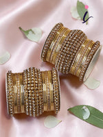 Pink & Gold Bridal Bangles Set for Women Traditional Kundan Stone Studded Wedding Chooda Set of 2 Colored Chakri Shining Bangle Set Festive & Party Wear Jewellery