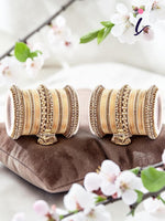 Bridal Bangles Set Jhumki Bangle Set Studded with Pearls Gold Plated Set Of 2 Traditional Wedding Chooda Set & Festive Jewellery for Women