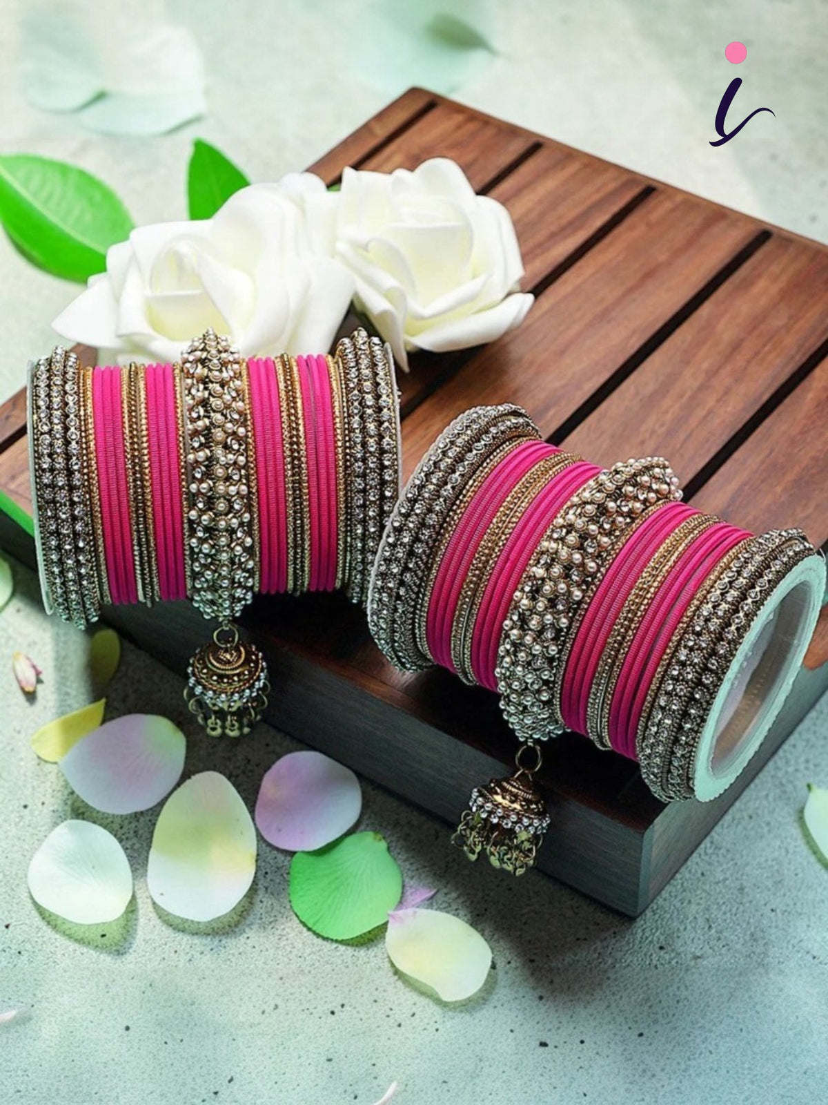 Bridal Bangles Set Jhumki Bangle Set Studded with Pearls Gold Plated Set Of 2 Traditional Wedding Chooda Set & Festive Jewellery for Women