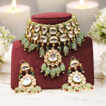 Handmade Traditional Polki Choker Teardrop Earrrings Set, Indian Teardop Jewellery, Polki Jewellery Set, Polki Necklace Set, Pakistani Polki Choker