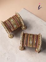 Multicoloured Jhumki Bangle with Jaaliwork Kada Set – Bridal Bangles Set, Gold Plated Traditional Wedding & Festive Jewellery for Women