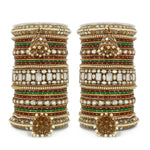 Designer Mirror & Velvet Bridal Bangle Set with Jhumki | Traditional Indian Wedding Chuda Set for Women