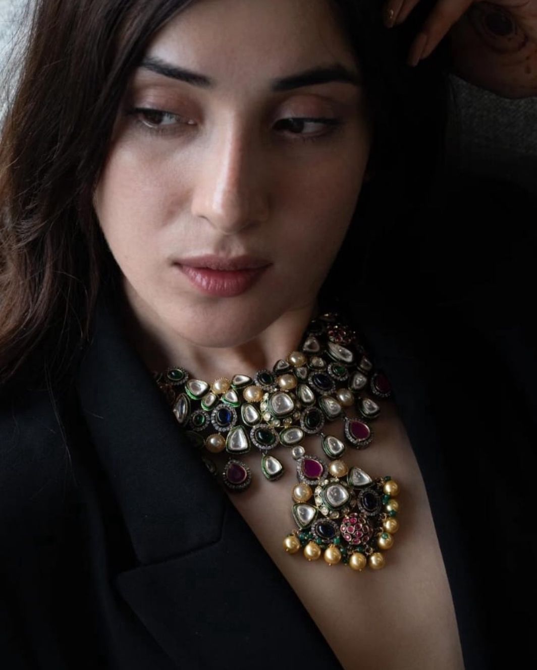 Sabyasachi Premium Polki Kundan Necklace Set, Bridal Necklace Set, Indian Bridal Jewelry