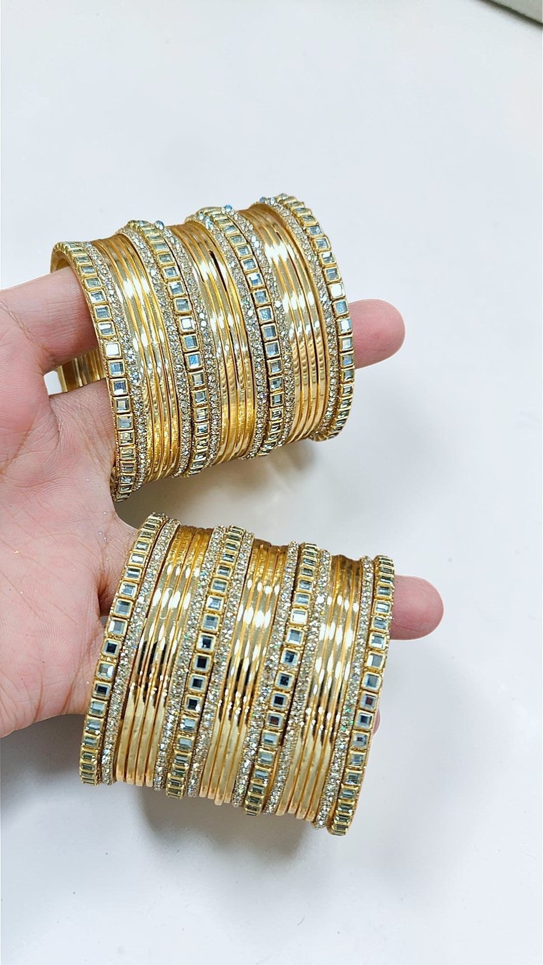 Kundan Steel Bangles Set | 8 Kundan Bangles, 12 Stone Bangles & 2 Dozen Steel Bangles | Bridal & Festive Jewellery Combo for Women