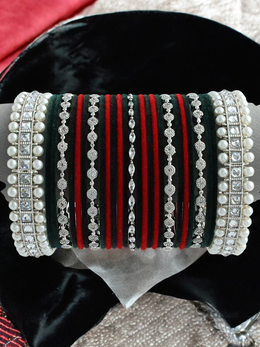 Sparkling Paki Kundan Bangles Set, Celebrity Inspired Bridal Jewelry, Pakis Pearl Bangles Set, Indian Kundan Chura