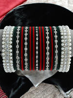 Sparkling Paki Kundan Bangles Set, Celebrity Inspired Bridal Jewelry, Pakis Pearl Bangles Set, Indian Kundan Chura