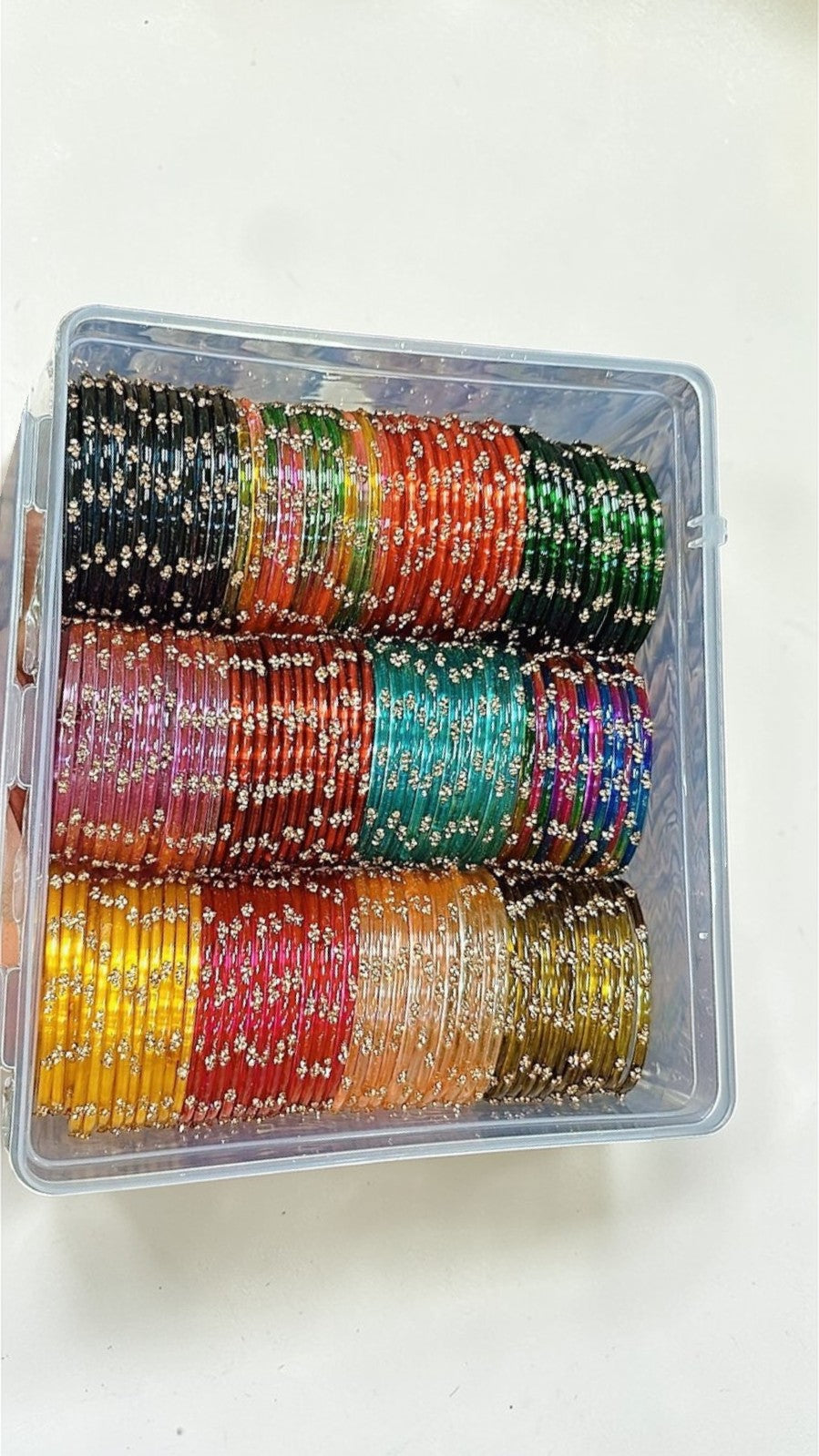 Glass Stone Bangles Combo Set (12 Dozen, 12 Colours Box) | Indian Bangles Set & Jewellery | Richnees Look