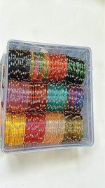 Glass Stone Bangles Combo Set (12 Dozen, 12 Colours Box) | Indian Bangles Set & Jewellery | Richnees Look