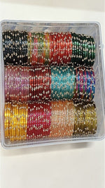 Glass Stone Bangles Combo Set (12 Dozen, 12 Colours Box) | Indian Bangles Set & Jewellery | Richnees Look