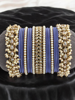 Elegant Pearl Kundan Floral Bridal Bangles Jewelry Set, Floral Pearl Bangles Set, Kundan Bangles Set, Pearl Jewellery Set, Kundan Jewellery Set