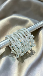 Indian New Moti Silver Golden Kashmiri Ghungroo Bangles 8 PCS Set|Traditional Indian Wedding Glass Bangles with Ghungroo | Ethnic Bridal Jewellery