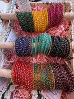Glass Stone Rose Bangles Combo Set (9 Dozen, 9 Colours Box) | Indian Bangles Set & Jewellery | Richnees Look