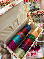 Glass Flower Bangles Combo Set (10 Dozen, 10 Colours Box) | Indian Bangles Set & Jewellery | Richnees Look
