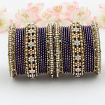 Blue Floral Festive Celeb Bangles Chura Set, Chura Set, Blue Pearl Bangles Set, Blue Wedding Jewellery Set, Celeb Jewellery Set, Indian Jewellery set
