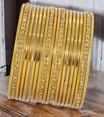 Gold Toned Stone Studded Bridal Bangles Set, Traditional Indian Jewelry, Studded Bangles, Gold Tone Chura Set