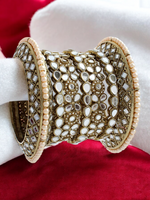 Mirror Floral Beaded Wedding AD Chura Jewellery Set, Indian Chura, AD Chura Set, CZ Chooda Set, Pakistani Mirrror Chura Set, CZ Floral Jewellery Set