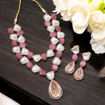 Kundan Stones Multi Layered Necklace Set, Kundan Jewelry, Bridal Necklace Set, Indian Jewelry, Celebrity Inspired Kundan Doublet Stone Necklace Set