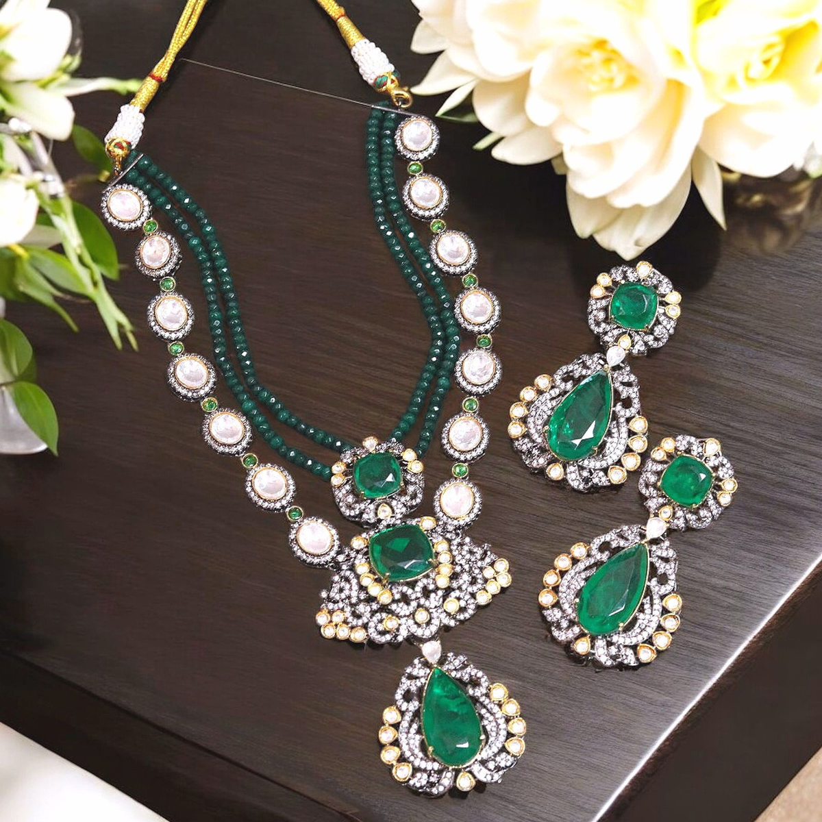 Handcrafted Kundan Layered Necklace Set, Indian Kundan Jewelry, Celebrity Inspired Set, Bollywood Jewelry, Indian Wedding Polki Necklace Set