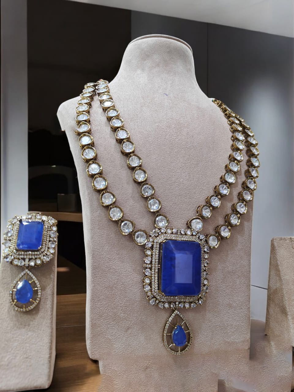 Crystal Celebrities Polki Necklace Earrings Set, Polki Necklace Jewellery, Polki Necklace Set, Indian Necklace, Bollywood Necklace Set