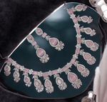 Celebrity CZ Choker Earrings Indian Jewellery Set, Celebrity AD Jewelry Set, CZ Jewellery, Traditional AD Necklace, Wedding Choker Set