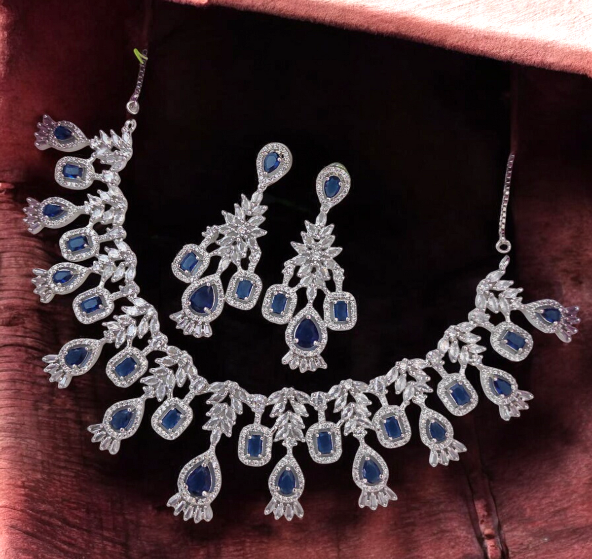Fabulous Bridal Perfection CZ Choker Earrings Jewelry, CZ Choker Set, Indian Bridal Jewellery Set, AD Necklace Set, CZ Earrings Set