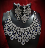 Multilayer Floral American Diamond Choker Jewellery Set, AD Earrings Set, AD Maangtika, CZ Choker Earrings Mangtika Set, Celebrity AD Jewelry, CZ Wedding Choker Set, Indian AD Jewellery