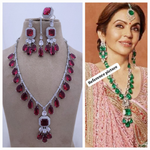 Nita Ambani Inspired Necklace Earrings Maangtika Set