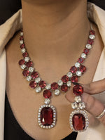 Sparkling Crystals Statement Necklace Jewelry Set, Polki Statement Necklace Set, Wedding Polki Necklace, Indian Jewellery Set, Celebrity Jewelry Set, Bollywood Polki Necklace Set