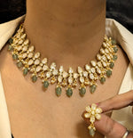 Golden Mehndi Choker Floral Earrings Jewellery Set, Mehndi Choker Set, Wedding Jewellery Set, Celebrity Jewellery Set