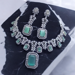 Floral Earrings AD Celebrity Choker Jewellery Set, Celebrity AD Choker Set, Floral CZ Earrings Set, Bolltwood AD Earrings Set, Indian AD Jewellery Set