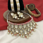 Luxurious Classic Bollywood Inspired Polki Choker Set, Classic Polki Choker Set, Wedding Polki Earrings Set, Bridal Polki Choker, Celebrity Polki Jewellery, Indian Jewellery Set