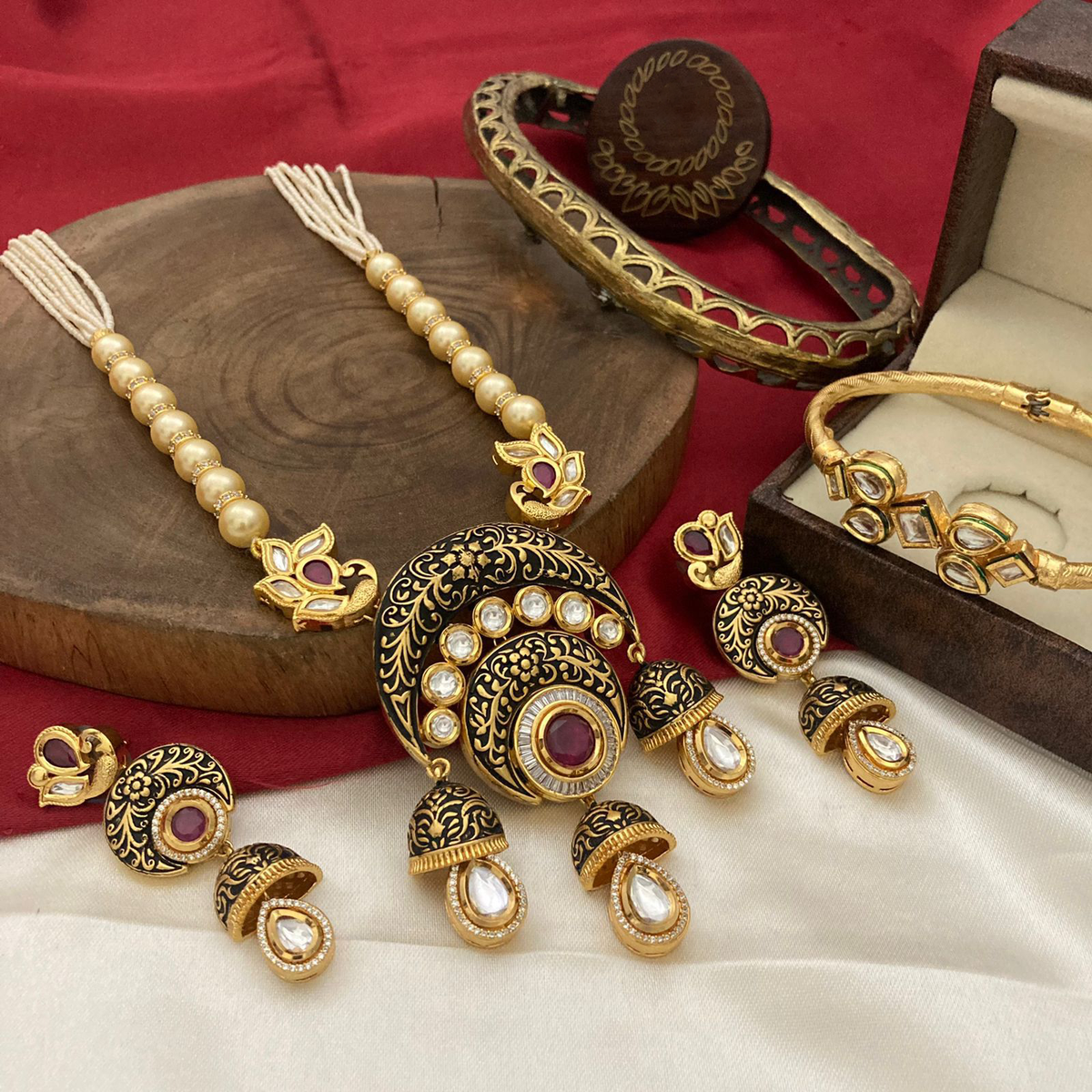 Peacock Elegance Bridal Polki Necklace Set, Peacock Inspired Jewellery Set, Celebrity Jewelry Set, Peacock Necklace Set, Bollywood Polki Jewellery