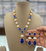 Teardrop Polki Statement Necklace Earrings Set, Teardrop Polki Jewellery, Teardrop Necklace Set, Polki Celebrities Jewellery